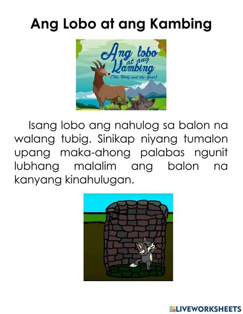 Ang Lobo at ang Kambing worksheet | Live Worksheets