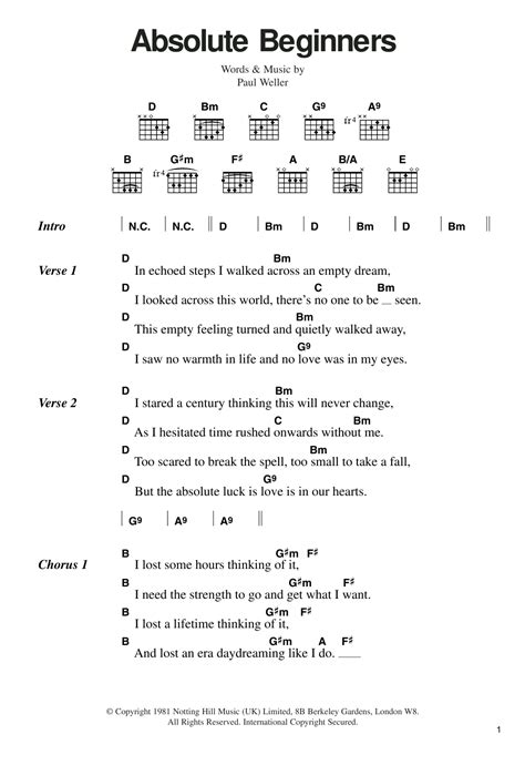 Absolute Beginners by The Jam - Guitar Chords/Lyrics - Guitar Instructor