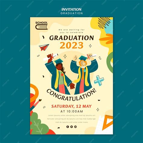 Free PSD | Graduation celebration invitation template