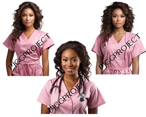 Beautiful Black Nurse Clipart African American Nurse in Pink Uniform ...