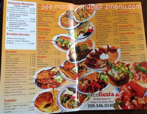 Online Menu of Taco Fiesta Restaurant, Stockton, California, 95206 - Zmenu