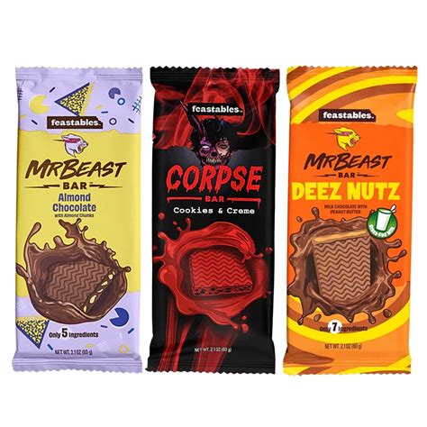 MrBeast Feastables Almond Deez Nutz Corpse Mr Beast Chocolate Bar [3 ...