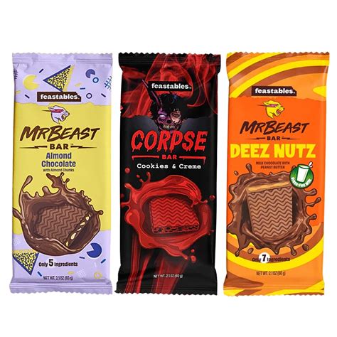 MrBeast Feastables Almond Deez Nutz Corpse Mr Beast Chocolate Bar [3-Pack] New | eBay