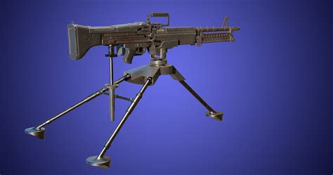 3D model M60 Machine Gun04 PBR Unity UE Arnold V-Ray Textures Included VR / AR / low-poly rigged ...
