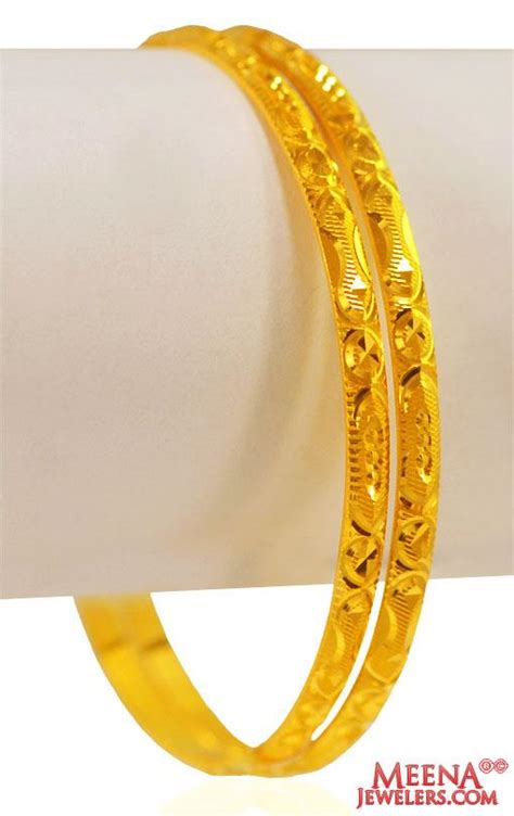 22 karat Gold Bangles (2 pc) - BaGo25326 - [Bangles > Gold Bangles]