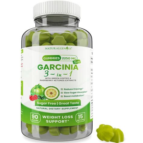 Natural Genius Garcinia Cambogia Gummies, Appetite Suppressant with Green Coffee, Raspberry ...