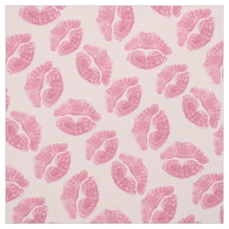 Pink Kisses Fabric Love Kiss Valentine's Fabrics | Zazzle.com Pink Retro Wallpaper, Pink ...