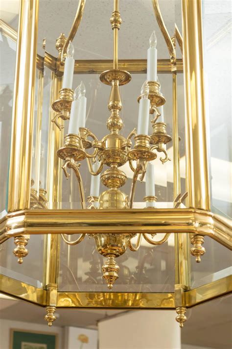 Monumental Brass and Glass Twelve-Light Foyer Pendant For Sale at 1stdibs