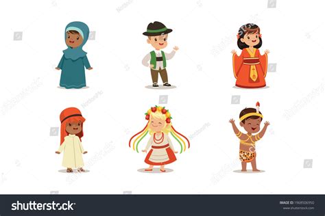 Cute Kids National Costumes Different Countries Stock Vector (Royalty ...