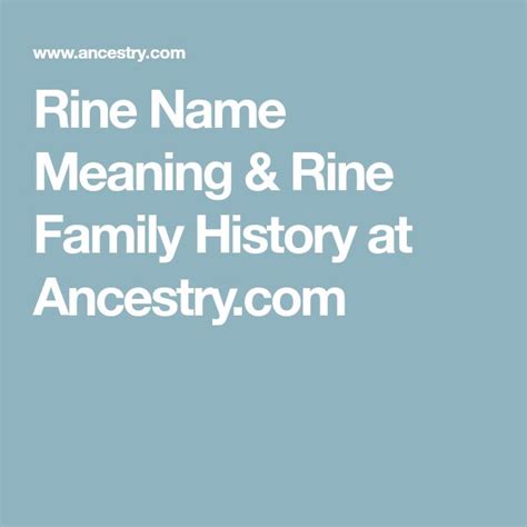 Rine Name Meaning & Rine Family History at Ancestry.com | Names with meaning, Family history, Names