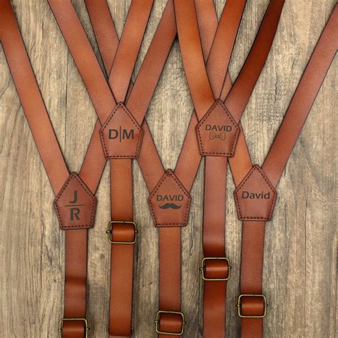 Personalized Groomsmen Suspenders Wedding Leather Suspenders Men's Sus ...