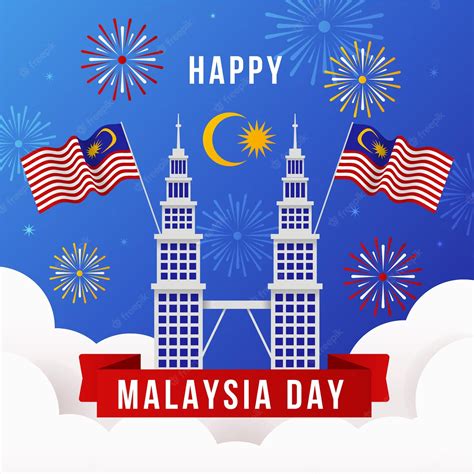 Free Vector | Malaysia day with fireworks