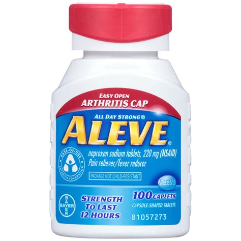 Aleve Pain Reliever/Fever Reducer, 220 mg, Caplets, 100 caplets