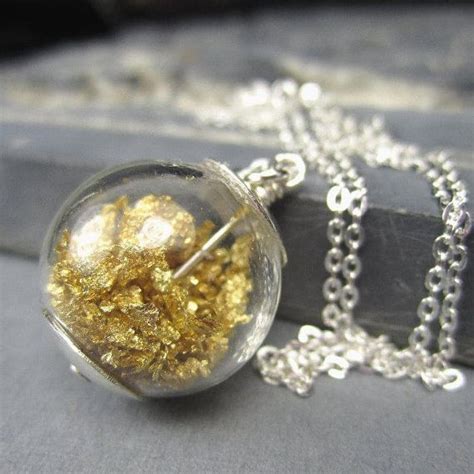 Glass Orb Necklace Gold Leaf Filled Hollow Globe Pendant on | Etsy | Mixed metal jewelry, Unique ...