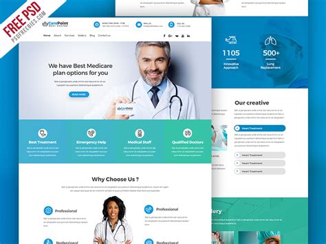 Free PSD : Medical Hospital Website PSD Template on Behance