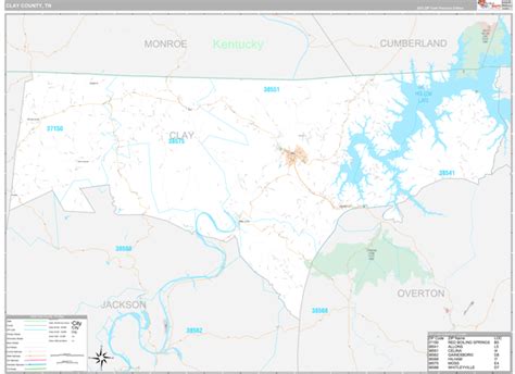 Clay County, TN Wall Map Premium Style by MarketMAPS - MapSales