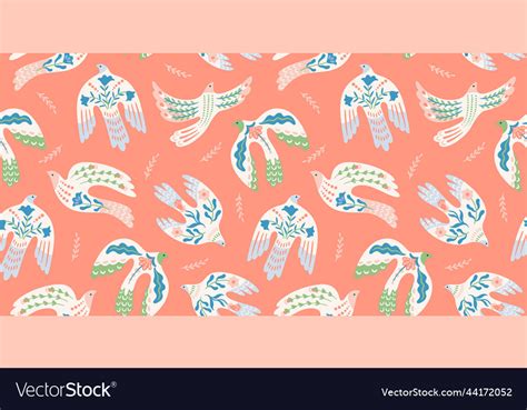 Doves of peace seamless pattern Royalty Free Vector Image