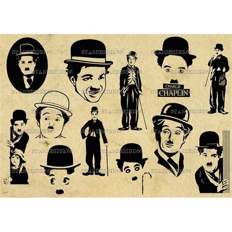 Digital SVG PNG JPG Charlie Chaplin, silhouette, vector, cli - Inspire ...