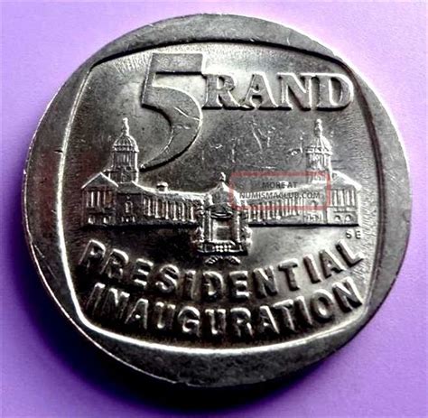 1994 South Africa Presidential Inauguration Nelson Mandela 5 Rand Coin ...