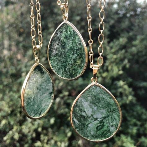 Moss Agate Pendant Boho Crystal Necklace/ Layering Necklace/ - Etsy ...