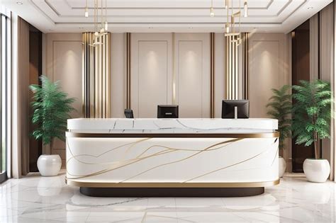 Premium AI Image | 3d rendering luxury hotel reception hall and office ...