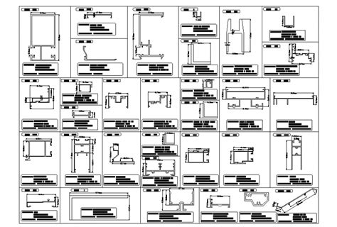 Aluminum casement window section detail AutoCAD file