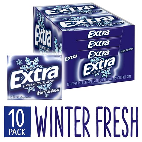 EXTRA Gum Winterfresh Chewing Gum, 15 Pieces (Pack of 10) - Walmart.com - Walmart.com