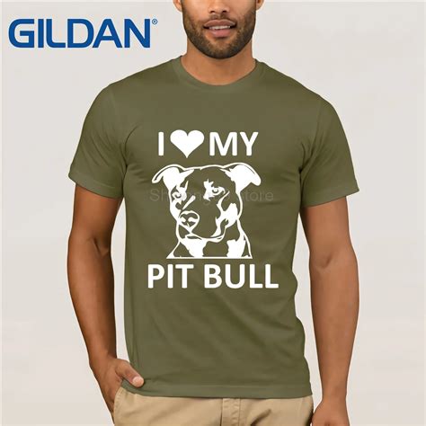 GILDAN I (heart) My Pitbull T shirt pit Bull Mens Shirts Short Sleeve Trend Clothing Print T ...