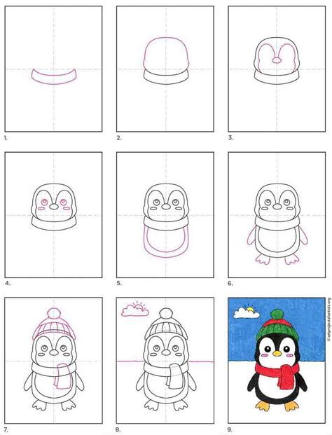 Easy How to Draw a Cute Penguin Tutorial, Penguin Coloring Page