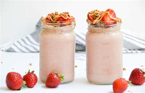 PB & J Smoothies {for two!} Boosted with MegaFood Daily C-Protect | MegaFood Canada