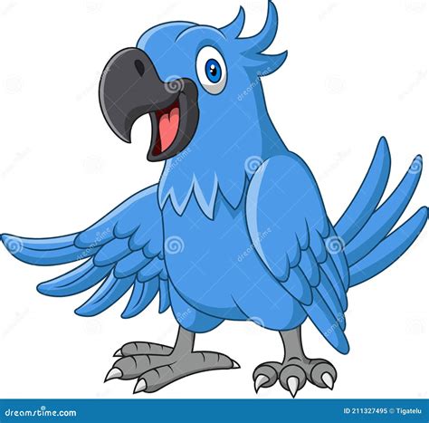 Cartoon Funny Blue Macaw Isolated on White Background Stock Vector ...