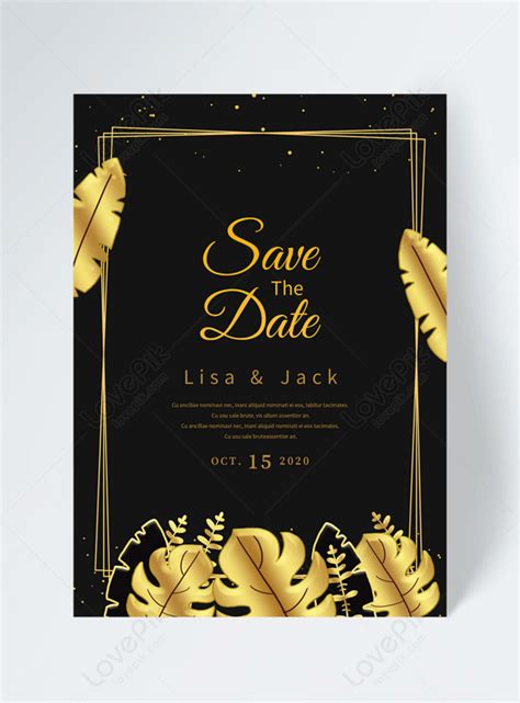 Black gold hot plant wedding invitation template image_picture free ...