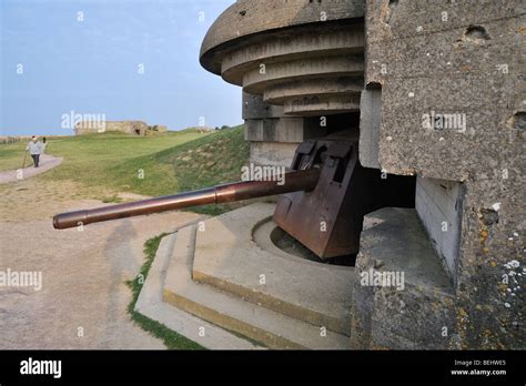 German gun in bunker of WW2 Batterie Le Chaos, part of Second World War ...