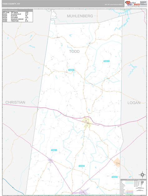 Todd County Wall Map Premium Style - marketmaps.com