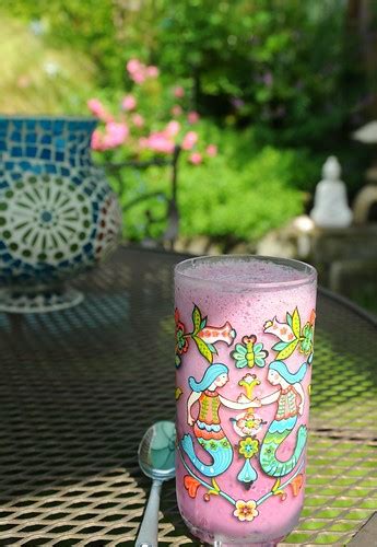 Boysenberry milkshake in a tumbler decorated with two merm… | Flickr