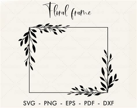 Floral Frame Svg Rectangle Frame Svg Wedding Frame Svg Leaves - Etsy