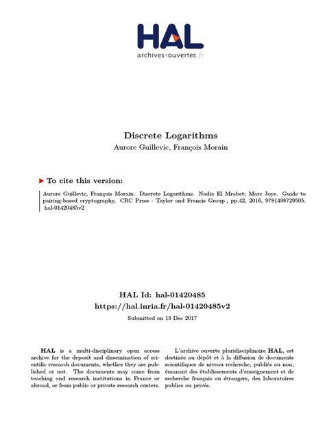 Discrete Logarithm Problem | PDF | Field (Mathematics) | Time Complexity