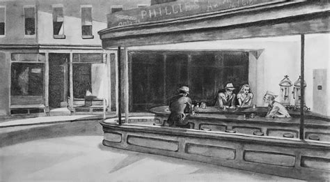 Graphite drawing of Edward Hopper's Nighthawk | Graphite drawings ...