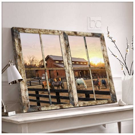 Top 10 Beautiful Horse Barn In The Afternoon And Horses Art For Horse lovers Canvas Best Canvas ...