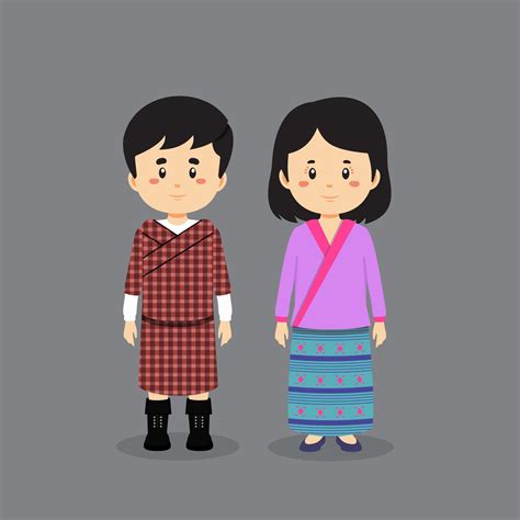 Couple Character Wearing Bhutan National Dress 4705268 Vector Art at ...