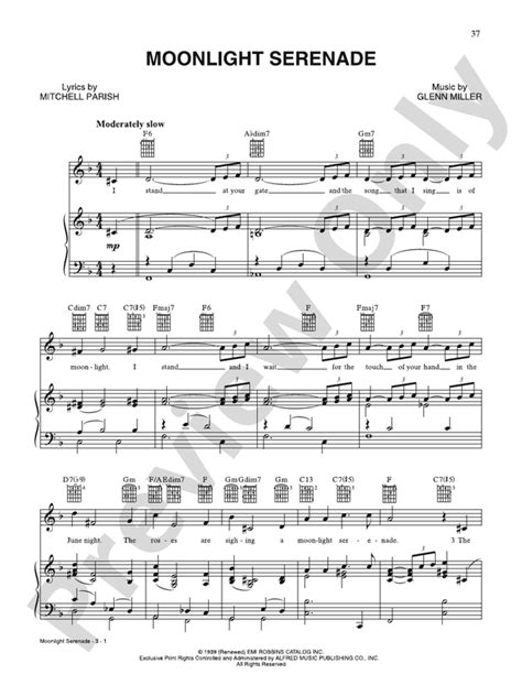 Moonlight Serenade: Piano/Vocal/Guitar: Glenn Miller - Digital Sheet ...