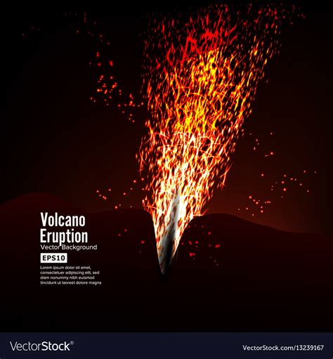 Eruption volcano thunderstorm sparks big Vector Image