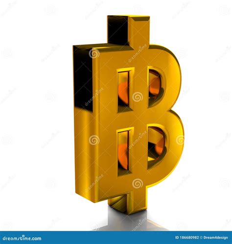 Thailand Baht THB Currency Sign Symbols Gold Color, 3d Render Isolated on White Background Stock ...