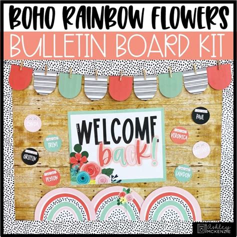 Boho Rainbow Flowers Back to School Bulletin Board Kit - Shop - Ashley ...