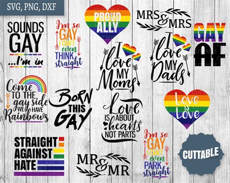 Gay Pride SVG Bundle Gay Cut Files 14 Funny Gay Sayings Gay | Etsy Canada