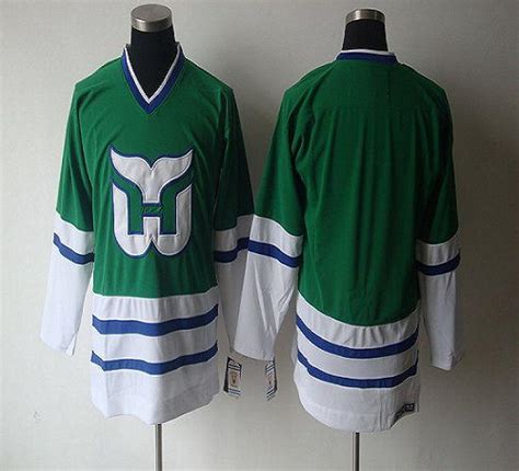 Whalers Blank CCM Throwback Green Embroidered NHL Jersey | Vintage Sports Jerseys NHL Wholesale