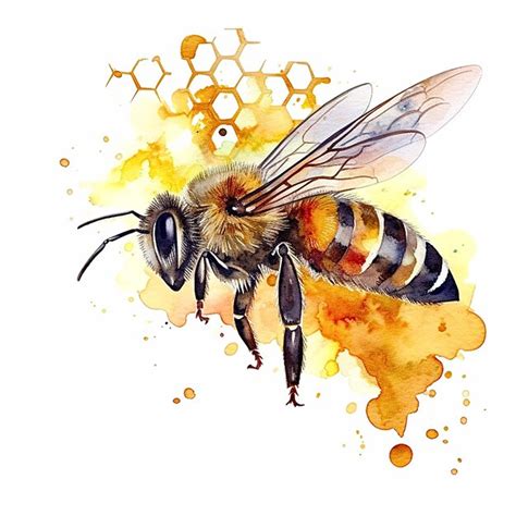 Premium Photo | A bee with a watercolor effect on a white background a flying bee handdrawn ...