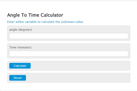 Angle To Time Calculator - Calculator Academy