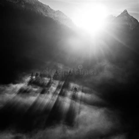 Black and White Mountain Landscape Stock Image - Image of steep, square ...