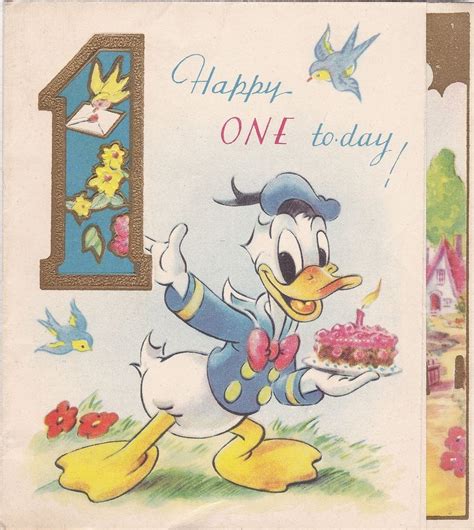 Rare vintage Donald Duck birthday card - Disney - Pluto | Donald duck ...